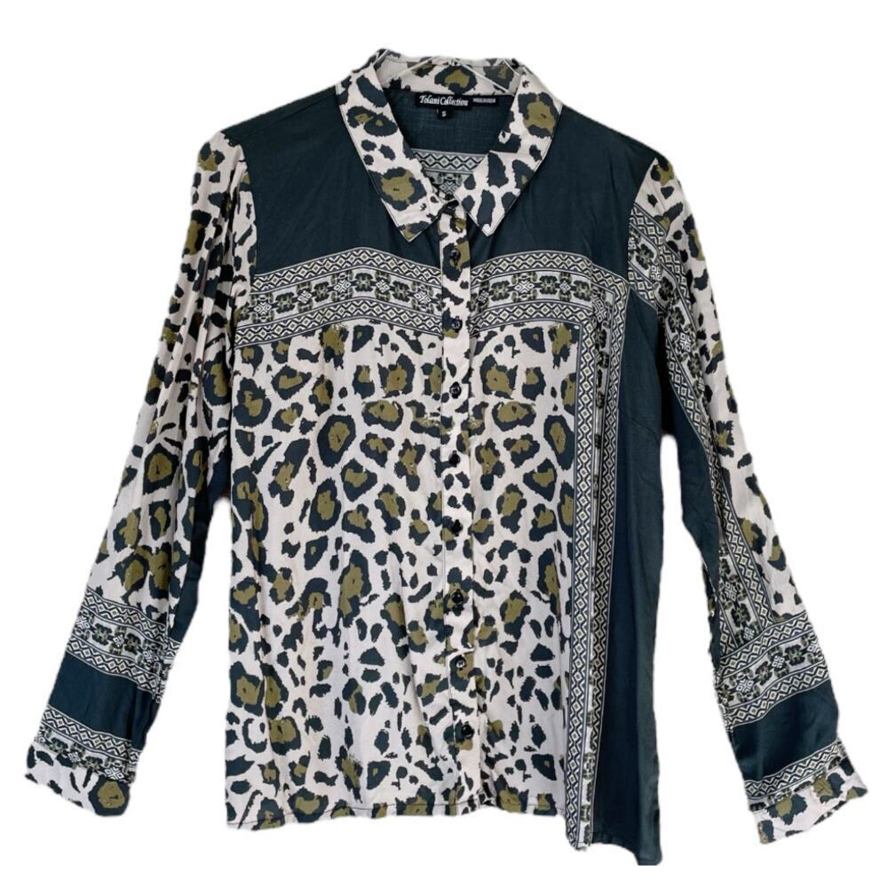 Tolani Collection Button Up Animal Print Shirt Women’s Small Multicolor